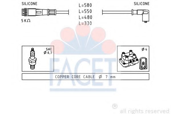 Комплект проводов зажигания FACET 4.9363