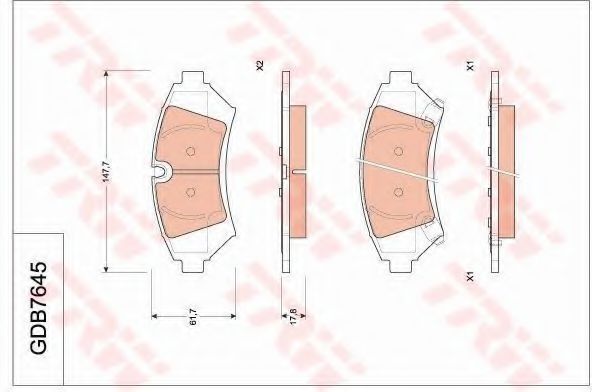 Комплект тормозных колодок, дисковый тормоз TRW GDB7645
