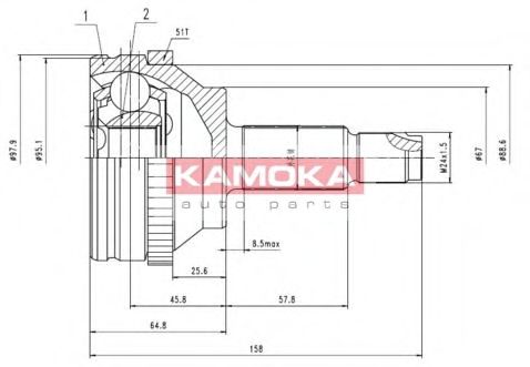 Шарнирный комплект, приводной вал KAMOKA 7088