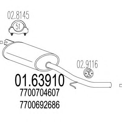 Глушитель выхлопных газов конечный MTS 01.63910