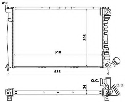 Радиатор, охлаждение двигателя NRF 519602