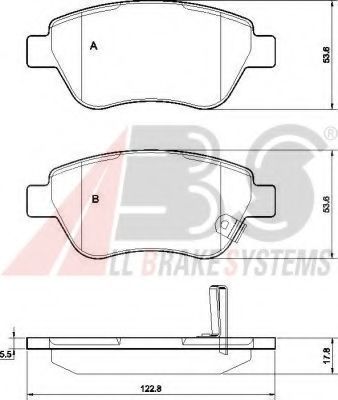 Комплект тормозных колодок, дисковый тормоз A.B.S. 37563 OE