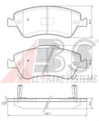 Комплект тормозных колодок, дисковый тормоз A.B.S. 37620 OE