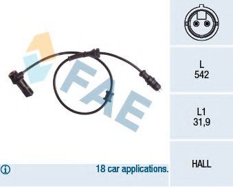 Датчик, частота вращения колеса FAE 78156