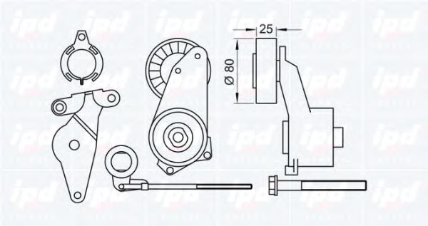 Натяжитель ремня, клиновой зубча IPD 100677