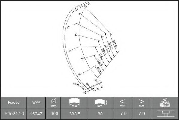 Комплект тормозных башмаков, барабанные тормоза BERAL 1524708006015484