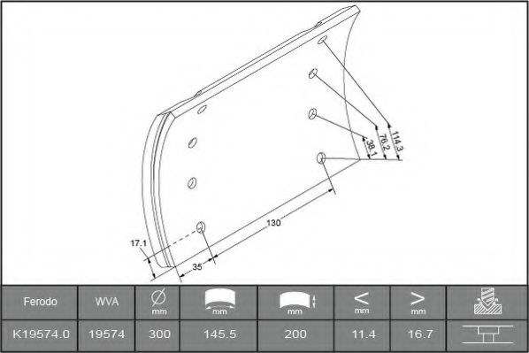 Комплект тормозных башмаков, барабанные тормоза ABEX B2105138