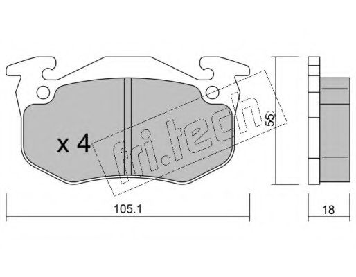Комплект тормозных колодок, дисковый тормоз fri.tech. 0384