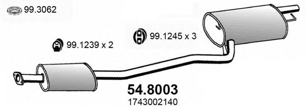 Средний / конечный глушитель ОГ ASSO 54.8003