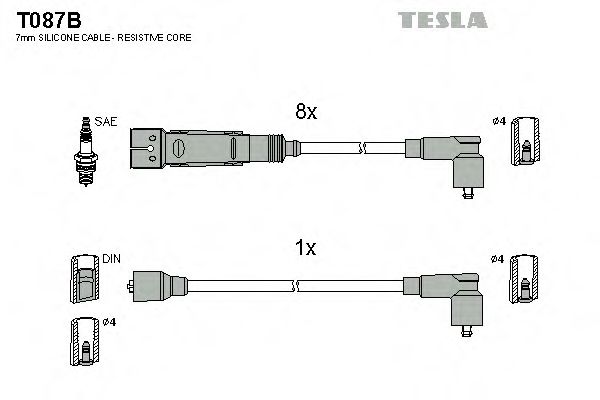 Комплект проводов зажигания TESLA T087B