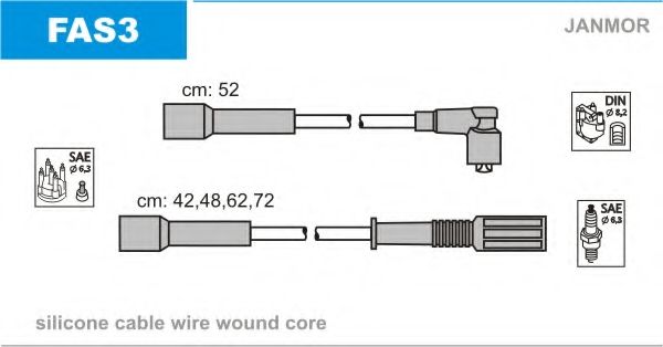 Комплект проводов зажигания JANMOR FAS3