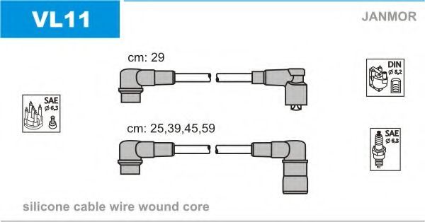 Комплект проводов зажигания JANMOR VL11