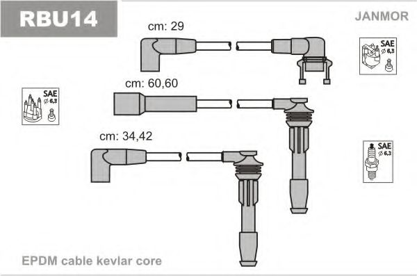 Комплект проводов зажигания JANMOR RBU14
