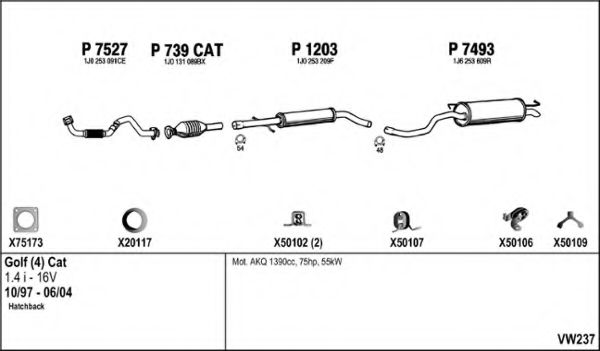Система выпуска ОГ FENNO VW237