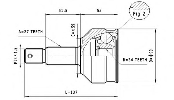 Шарнирный комплект, приводной вал STATIM C.108