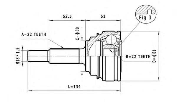 Шарнирный комплект, приводной вал STATIM C.381