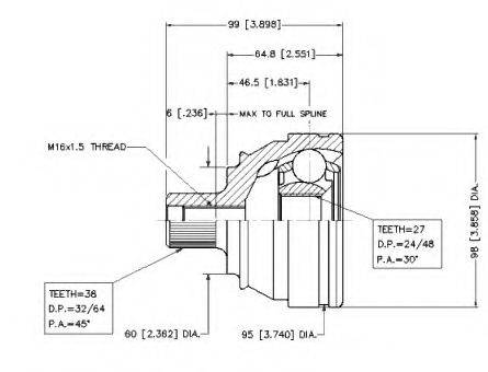 Шарнирный комплект, приводной вал VEMA 18632