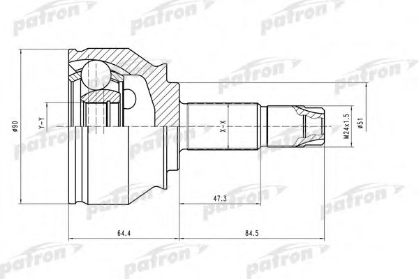 Шарнирный комплект, приводной вал PATRON PCV1550