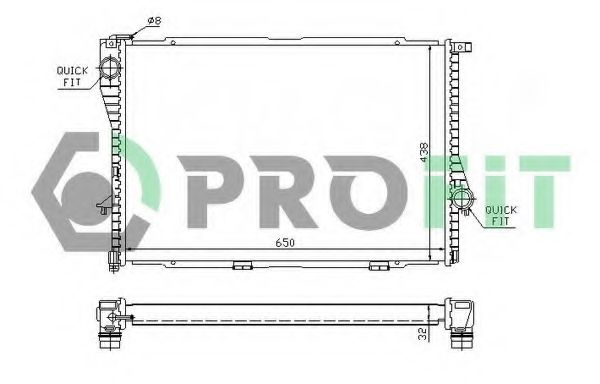 Радиатор, охлаждение двигателя PROFIT PR 0071A1