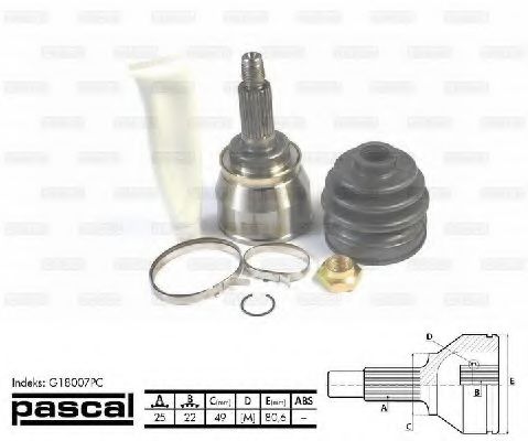 Шарнирный комплект, приводной вал PASCAL G18007PC