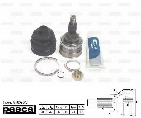 Шарнирный комплект, приводной вал PASCAL G18028PC