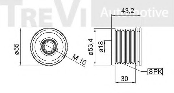 Механизм свободного хода генератора TREVI AUTOMOTIVE TC1535