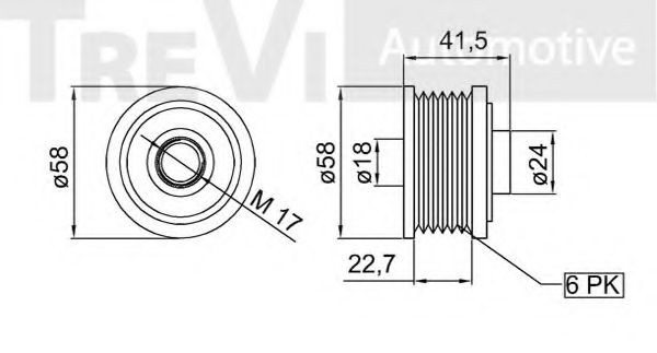 Механизм свободного хода генератора TREVI AUTOMOTIVE TC1565