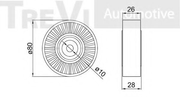 Паразитный / ведущий ролик, поликлиновой ремень TREVI AUTOMOTIVE TA2028
