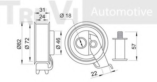 Натяжной ролик, ремень ГРМ TREVI AUTOMOTIVE T1472