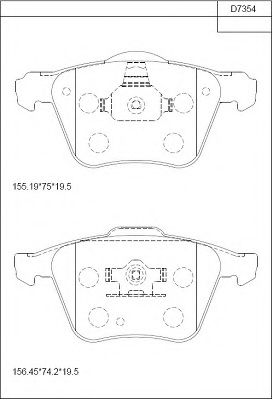 Комплект тормозных колодок, дисковый тормоз ASIMCO KD7354