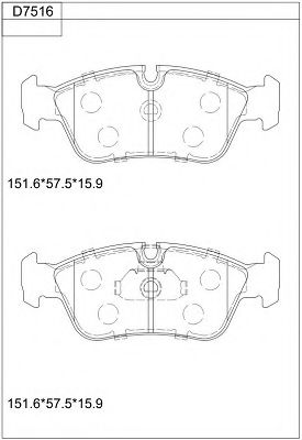 Комплект тормозных колодок, дисковый тормоз ASIMCO KD7516