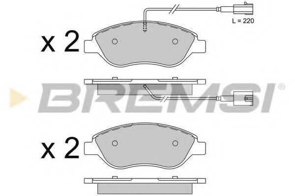 Комплект тормозных колодок, дисковый тормоз BREMSI BP3507