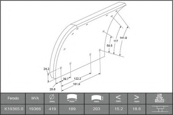 Комплект тормозных башмаков, барабанные тормоза FERODO K19365.0-F3664