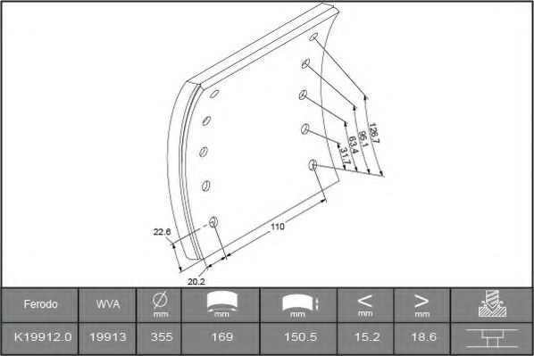 Комплект тормозных башмаков, барабанные тормоза FERODO K19912.0-F3504