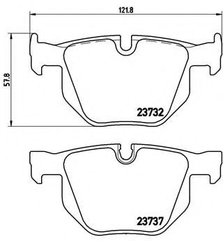 Комплект тормозных колодок, дисковый тормоз BREMBO P 06 033