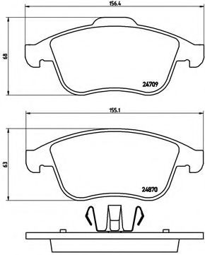 Комплект тормозных колодок, дисковый тормоз BREMBO P 68 045