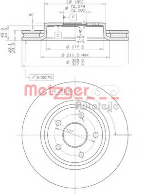 Тормозной диск METZGER 25086