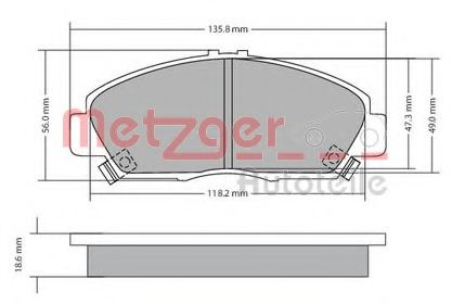 Комплект тормозных колодок, дисковый тормоз METZGER 1170576