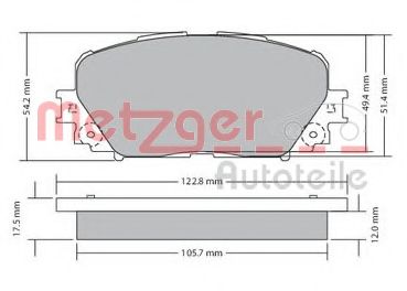 Комплект тормозных колодок, дисковый тормоз METZGER 1170639