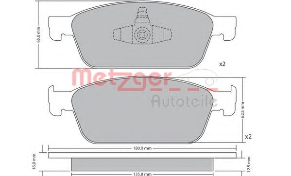 Комплект тормозных колодок, дисковый тормоз METZGER 1170689