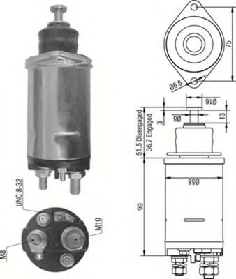 Тяговое реле, стартер MAGNETI MARELLI 940113050297