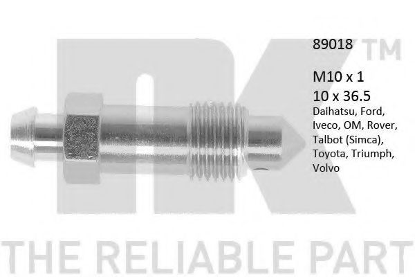 Болт воздушного клапана / вентиль NK 89018