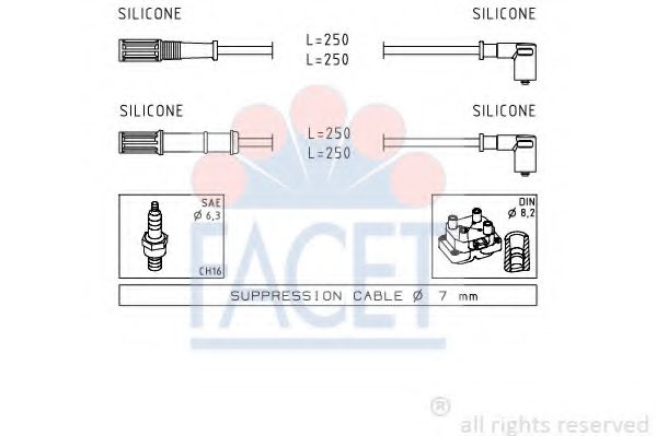 Комплект проводов зажигания FACET 4.7170