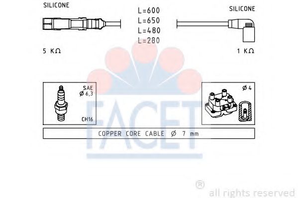 Комплект проводов зажигания FACET 4.9484