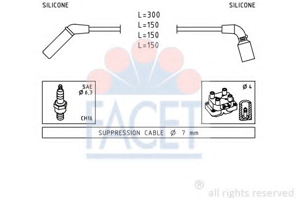 Комплект проводов зажигания FACET 4.7006