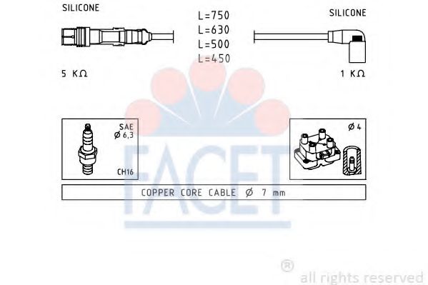 Комплект проводов зажигания FACET 4.9723