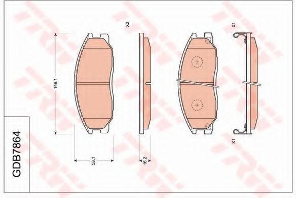 Комплект тормозных колодок, дисковый тормоз TRW GDB7864