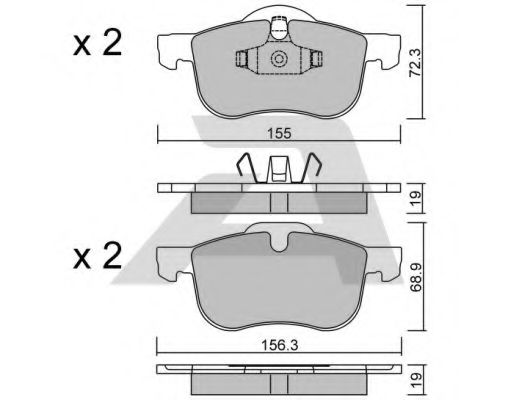 Комплект тормозных колодок, дисковый тормоз AISIN BPVO-1001
