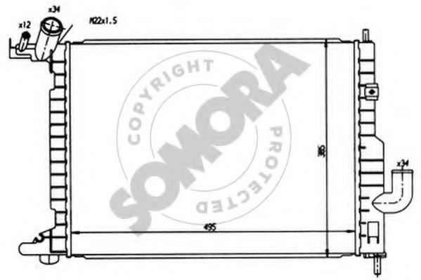 Радиатор, охлаждение двигателя SOMORA 210441