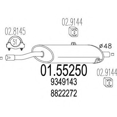 Средний глушитель выхлопных газов MTS 01.55250